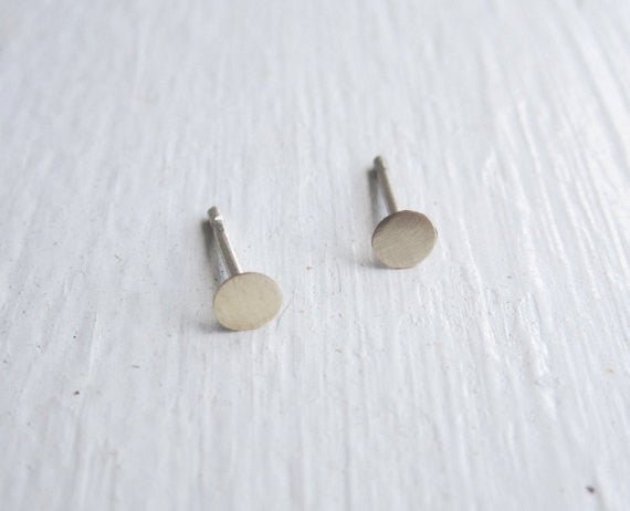 Simple Yet Distinctive Hand-Made Flat Brass Round Studs - 0001 - Virginia Wynne Designs