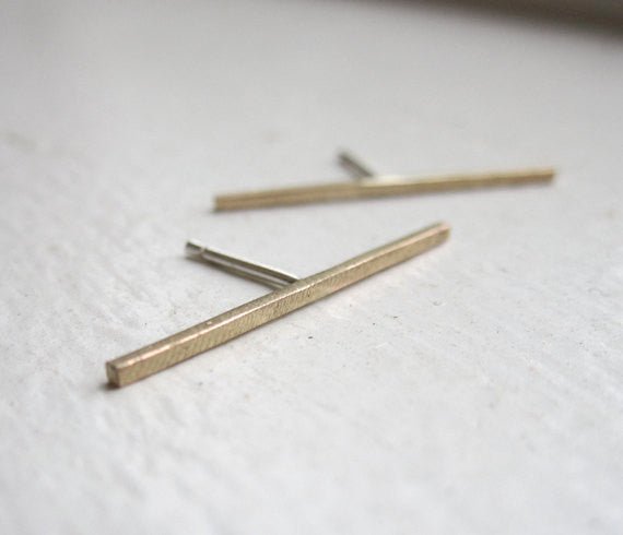 Classic Boho Hand-Made 25mm Bar Stud Earring - 0107 - Virginia Wynne Designs