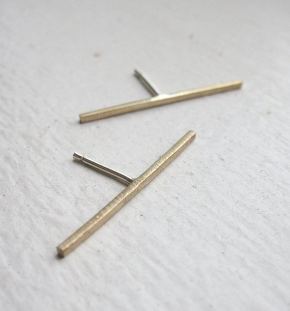 Classic Boho Hand-Made 25mm Bar Stud Earring - 0107 - Virginia Wynne Designs