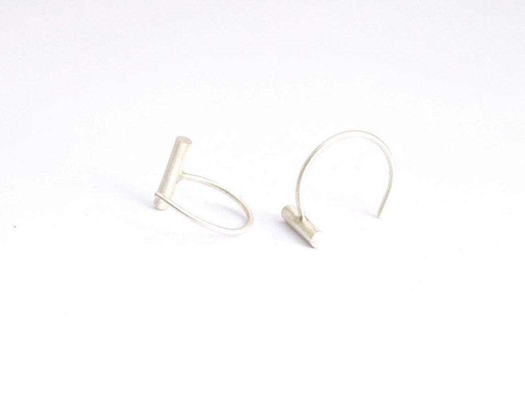 Chic Modern Hand-Crafted Bar Ear Hugging Hoops - 0140 - Virginia Wynne Designs