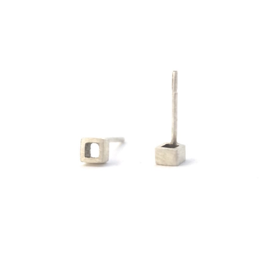 Contemporary Hand-Crafted Open Square Stud Earrings - 0160 - Virginia Wynne Designs