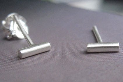 Elegant and Contemporary Hand-Made Tiny Round Bar Stud Earrings - 0007 - Virginia Wynne Designs