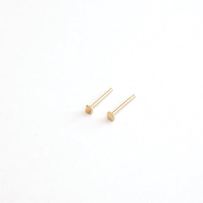 Contemporary Classic Hand-Made Square 14K Gold Stud Earrings  -  0151 - Virginia Wynne Designs