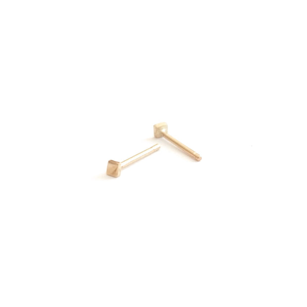 Contemporary Classic Hand-Made Square 14K Gold Stud Earrings  -  0151 - Virginia Wynne Designs