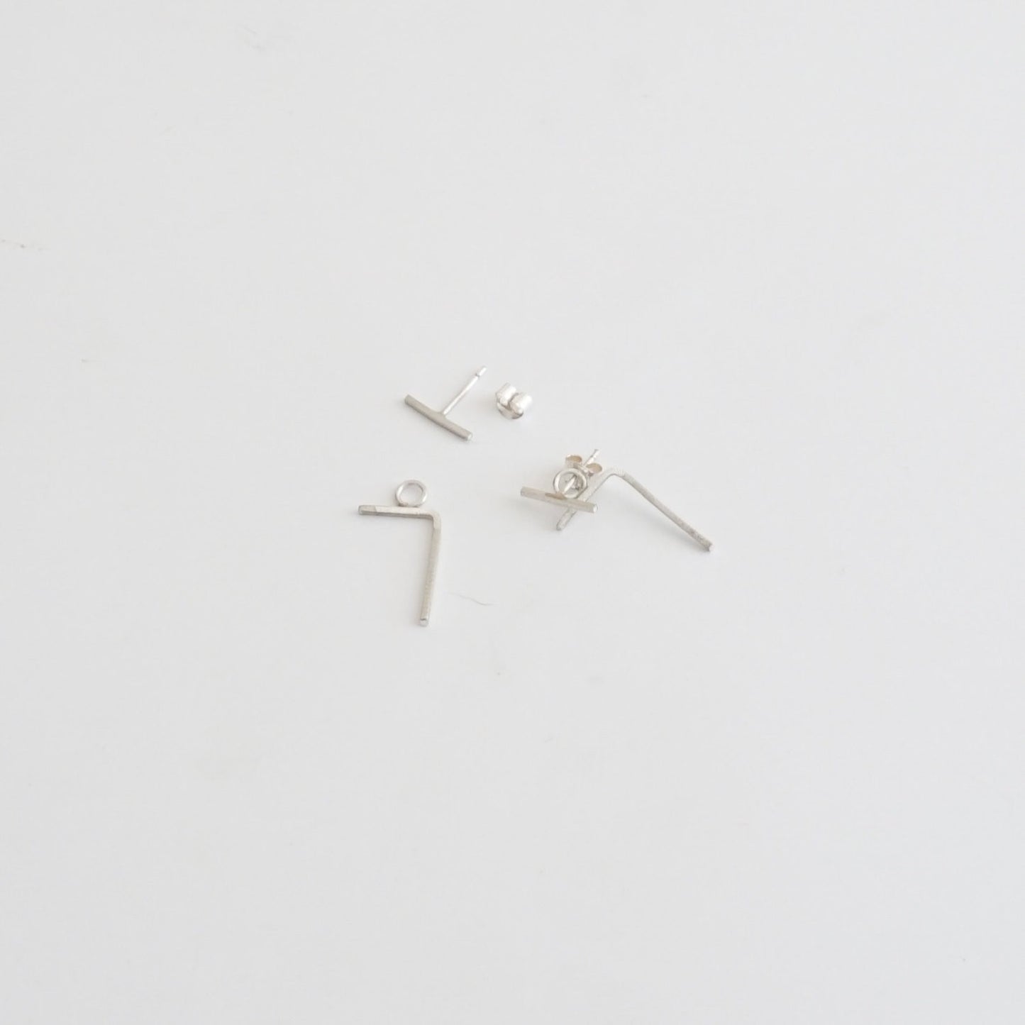 Distinctive Hand-Made Offset Staple Line Ear Jacket Stud Earrings - 0234 - Virginia Wynne Designs