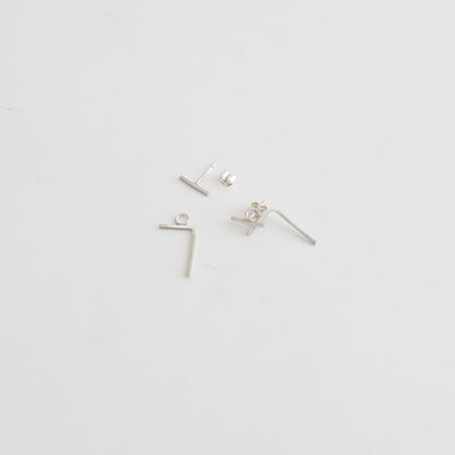 Distinctive Hand-Made Offset Staple Line Ear Jacket Stud Earrings - 0234 - Virginia Wynne Designs