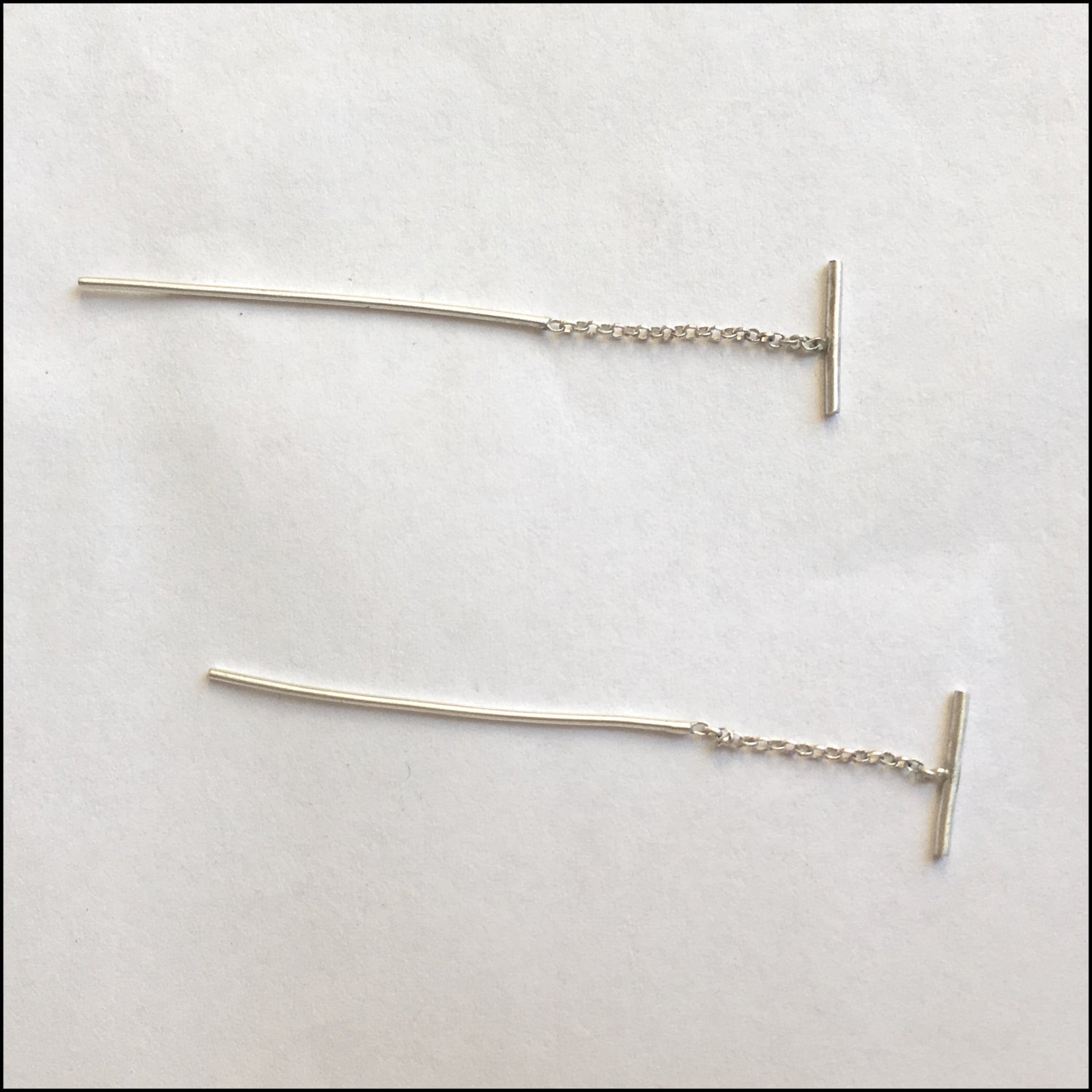 Stylish Modern Hand-Made Round Bar Short Threader Earrings - 0267 - Virginia Wynne Designs