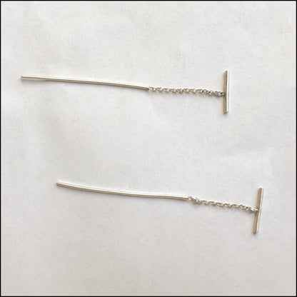 Stylish Modern Hand-Made Round Bar Short Threader Earrings - 0267 - Virginia Wynne Designs