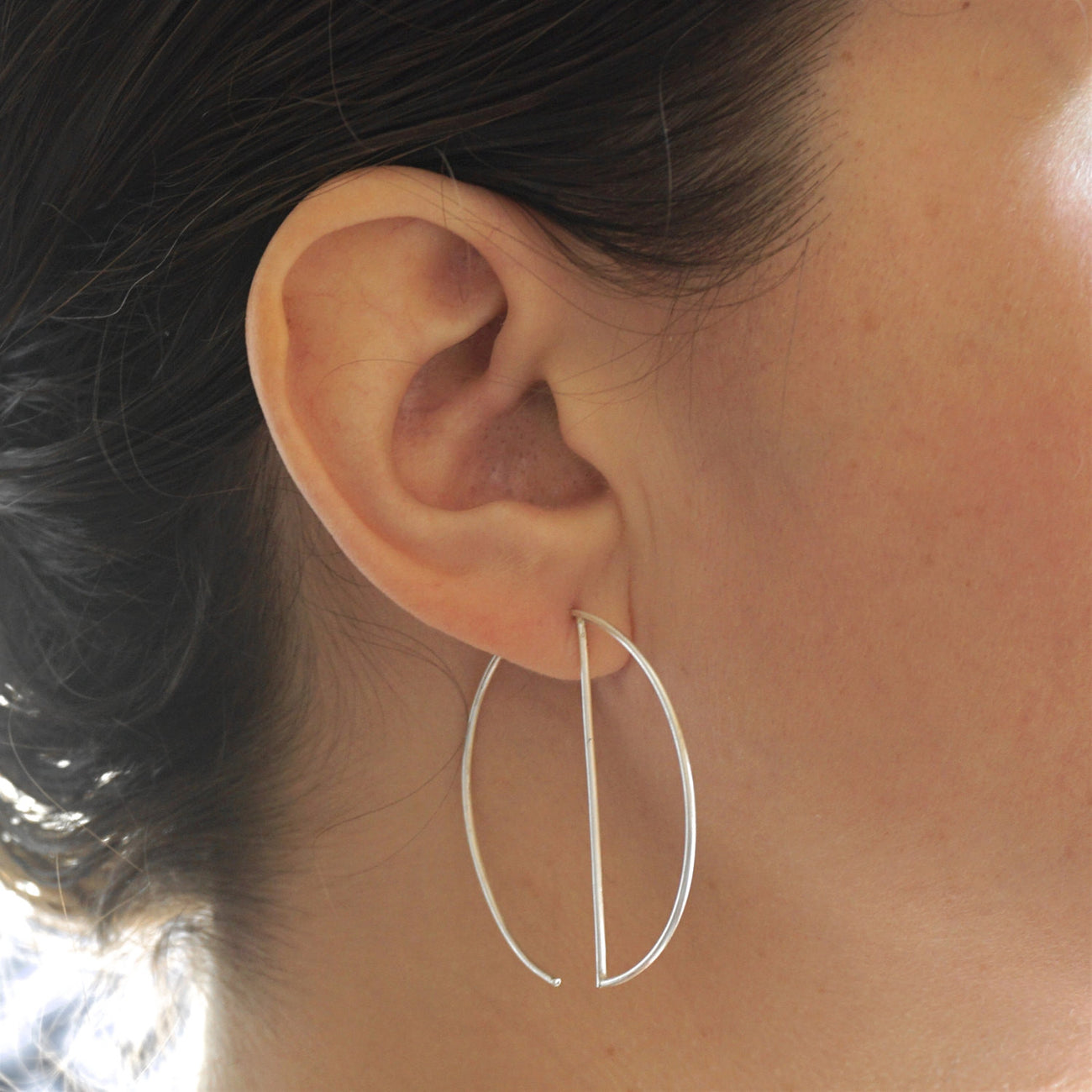 Contemporary Designed - Minimalist and Hand-Made, Open Hoop Dangle Earrings - 0259 - Virginia Wynne Designs