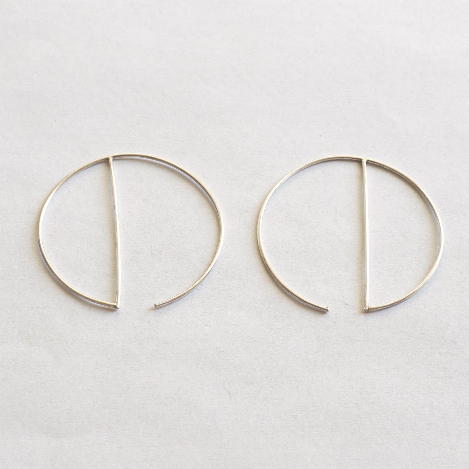 Contemporary Designed - Minimalist and Hand-Made, Open Hoop Dangle Earrings - 0259 - Virginia Wynne Designs