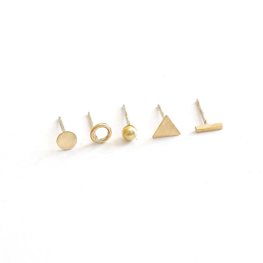 Hand-Made Set Five Mismatched Stud Earrings - 0272 - Virginia Wynne Designs