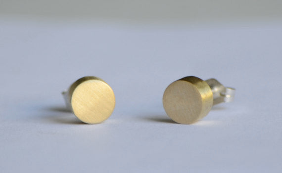 Stylish, Well Designed Solid Hand-Crafted Gold Colored Circular Brass Studs - 0141 - Virginia Wynne Designs