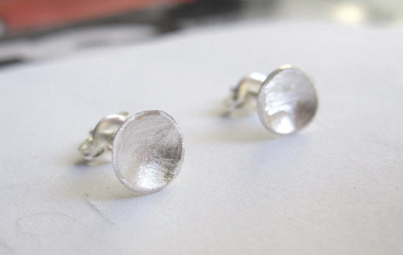 Distinctive Contemporary Hand-Made Concave Disk Stud Earrings - 0089 - Virginia Wynne Designs