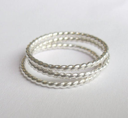 Well Designed, Distinctive and Elegant Sterling Silver & 14k Gold Twisted Stackable Rings - 0057 - Virginia Wynne Designs