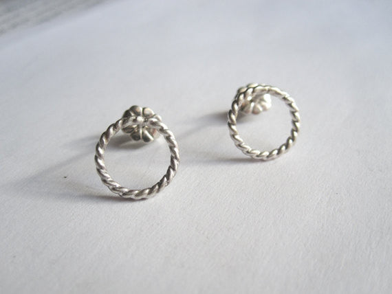 Classy and Stylish, Hand-Crafted Sterling Silver "Twisted Rope" Stud Earrings - 0064 - Virginia Wynne Designs