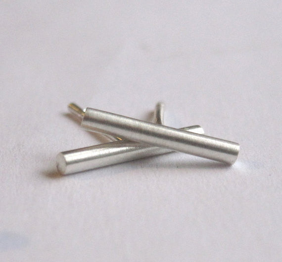 Sophisticated and Minimal Hand-Made Sterling Silver 1.6mm Round Bar Stud Earring - 0008 - Virginia Wynne Designs