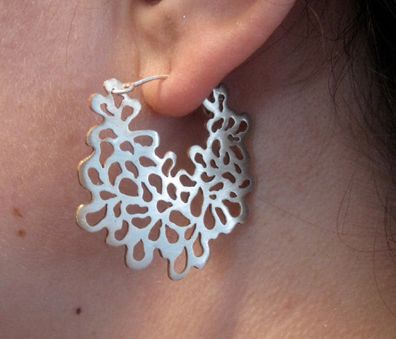 Exceptional, One-of-a Kind, Hand-Made Cut-Out Hoop Earrings - 0090 - Virginia Wynne Designs
