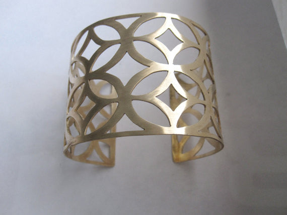Stylish and Unique Hand Cut Geometric Adjustable Brass Bracelet - 0093 - Virginia Wynne Designs