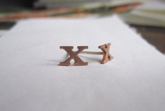 Unique and Distinctive Hand-Made Brass X Stud Earrings - 0097 - Virginia Wynne Designs