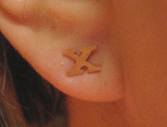 Unique and Distinctive Hand-Made Brass X Stud Earrings - 0097 - Virginia Wynne Designs