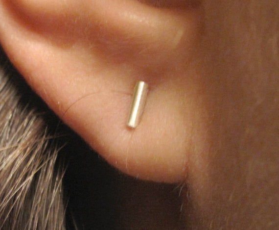 Elegant and Contemporary Hand-Made Tiny Round Bar Stud Earrings - 0007 - Virginia Wynne Designs