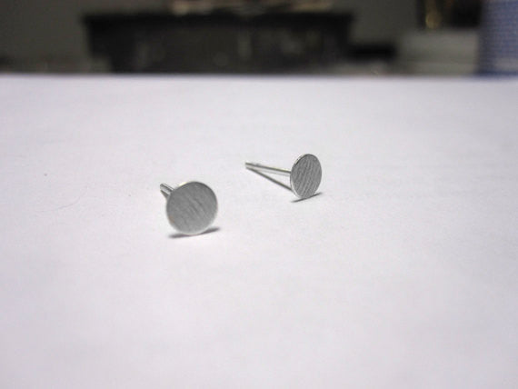 Classic Simplicity Hand-Made Flat Sterling Silver Circle Stud Earrings - 0035 - Virginia Wynne Designs