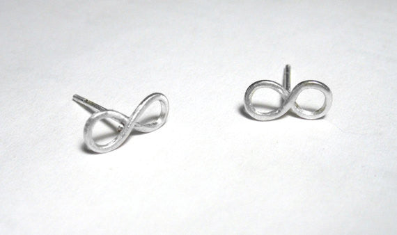 Contemporary Styled Hand-Crafted Sterling Silver Infinity Stud Earrings - 0058 - Virginia Wynne Designs
