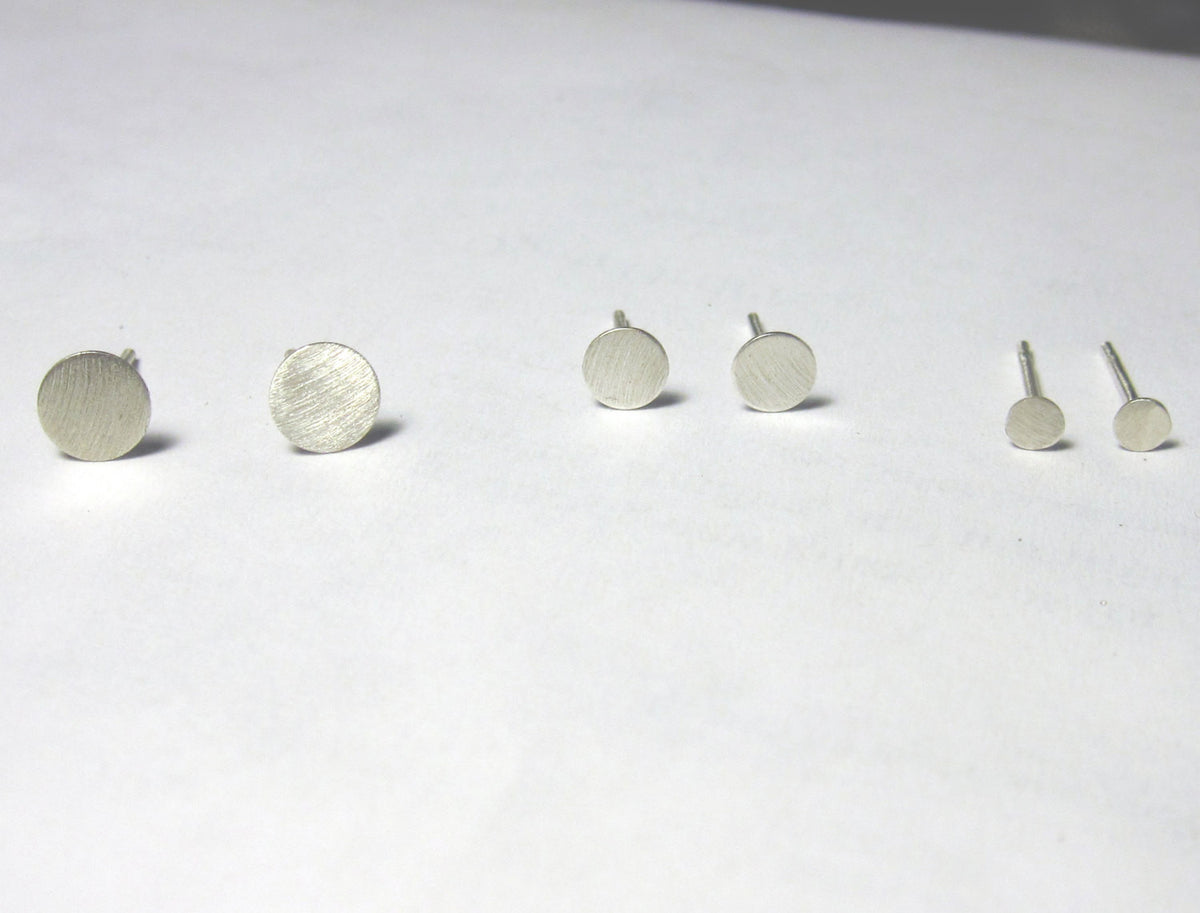 A Modern Classic Set of Flat Circle Stud Earrings in 3mm, 5mm, & 6mm - 0044 - Virginia Wynne Designs