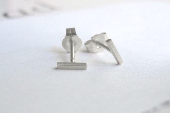 Mini, Hand-Made & Affordable, These Slim Styled Staple Bar Stud Earrings - 0006 - Virginia Wynne Designs