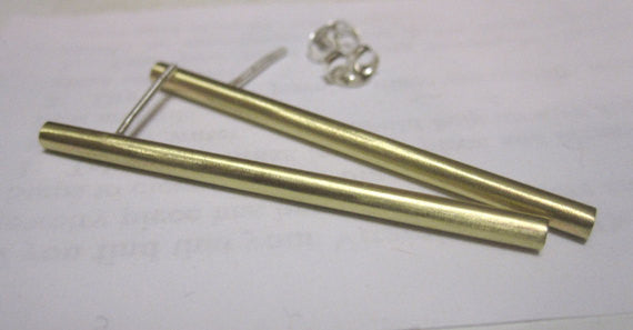 Modern, Minimalistic, Hand-Made Stick Stud Earrings - 0020 - Virginia Wynne Designs