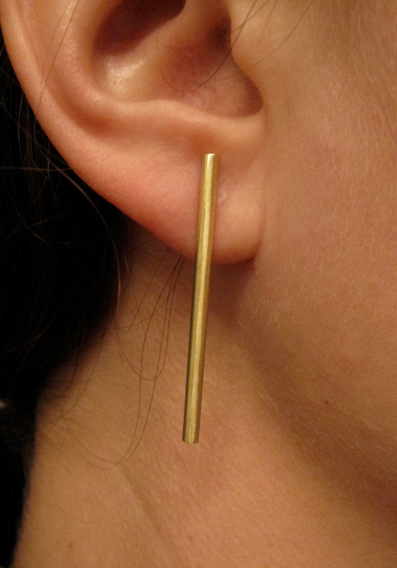Modern, Minimalistic, Hand-Made Stick Stud Earrings - 0020 - Virginia Wynne Designs