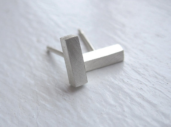 Simple & Stylish Solid Rectangular Square or Round Bar Stud Earrings - 0015 - Virginia Wynne Designs