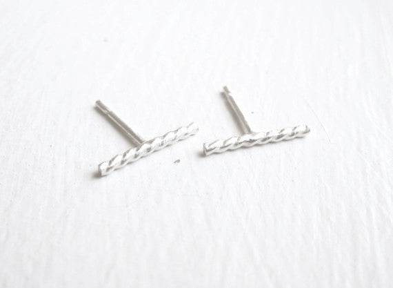 Modern Minimalist Elegance Twist Bar Stud Earring - 0068 - Virginia Wynne Designs