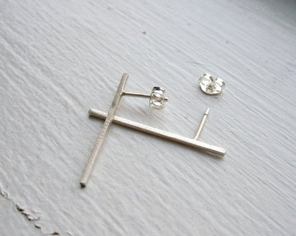 Well Designed and Smart, Hand-Crafted Skinny Square Bar Stud Earrings - 0025 - Virginia Wynne Designs