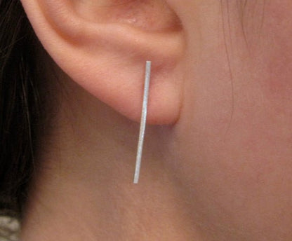 Well Designed and Smart, Hand-Crafted Skinny Square Bar Stud Earrings - 0025 - Virginia Wynne Designs