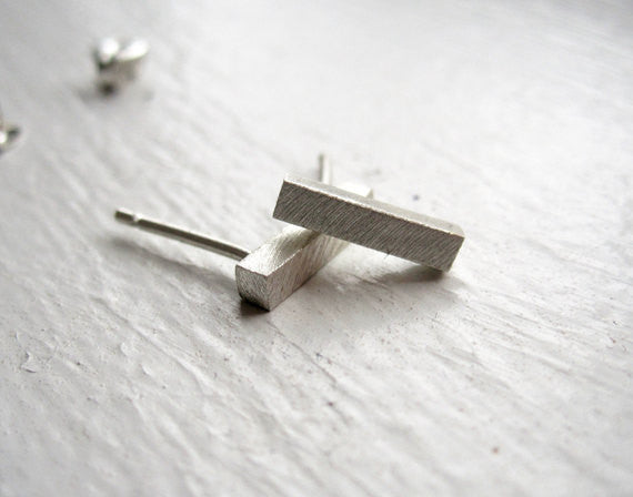 Smart & Affordable Hand-Made Square or Round Bar Earrings With The Post At One End - 0043 - Virginia Wynne Designs