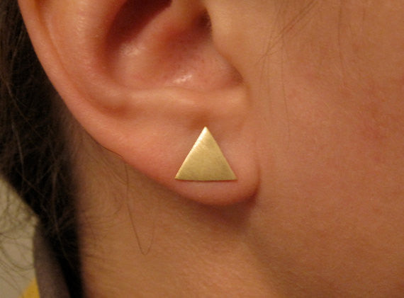 Contemporary and Modern Large Triangle Stud Earrings - 0009 - Virginia Wynne Designs