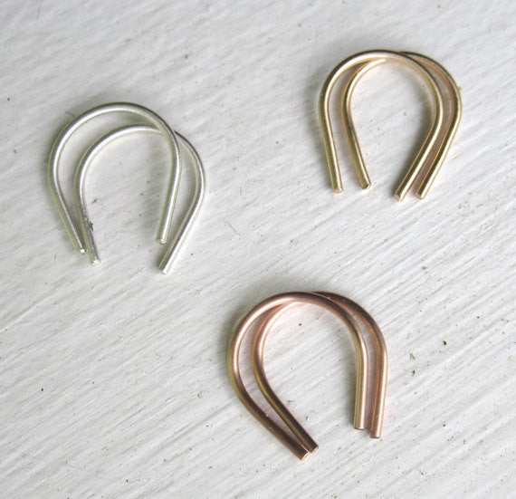 Subtle and Delicate, Hand-Crafted Short Curved Wishbone Arc Earrings - 0019 - Virginia Wynne Designs
