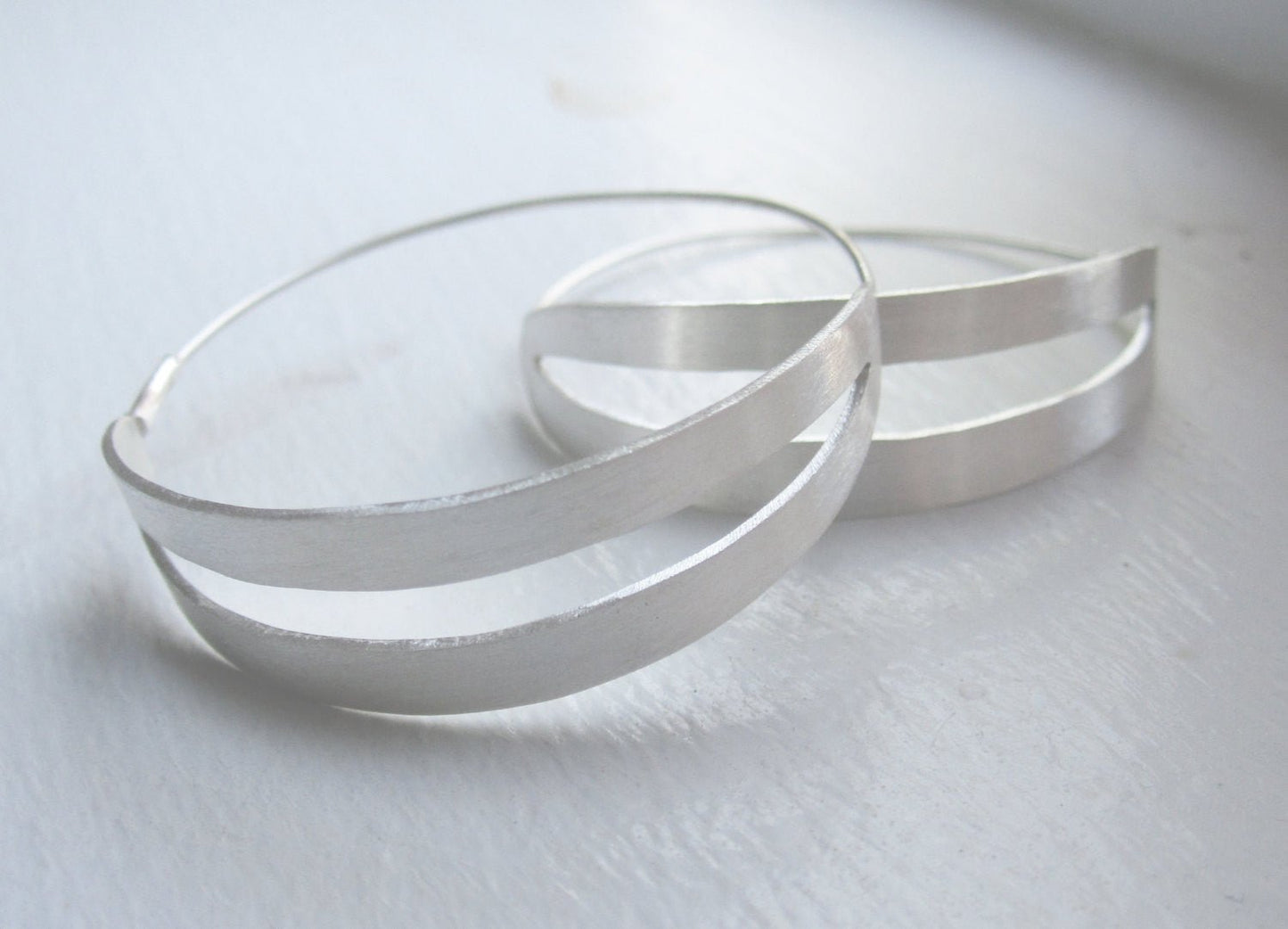 Sophisticated, Classic, Hand-Made  Hoop Earrings with Center Cut-Out - 0028 - Virginia Wynne Designs
