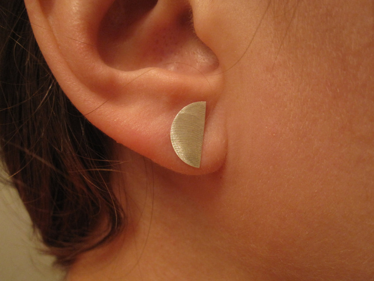 Classic, Hand-Made, Half Moon Stud Earrings - 0102 - Virginia Wynne Designs
