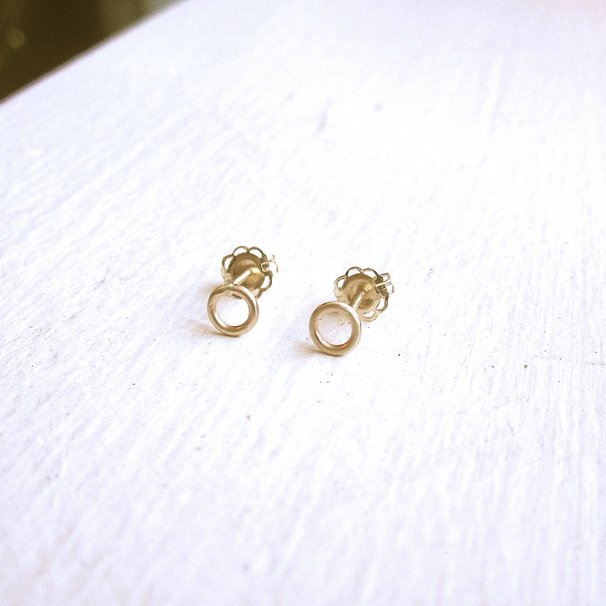 Delicate And Distinctive Hand-Made Open Circle Stud Earrings - 0126 - Virginia Wynne Designs