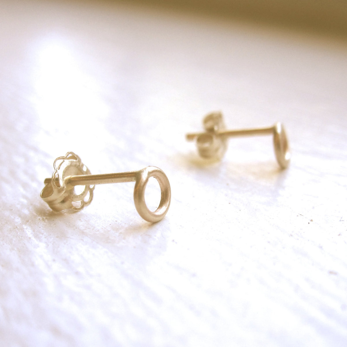 Delicate And Distinctive Hand-Made Open Circle Stud Earrings - 0126 - Virginia Wynne Designs