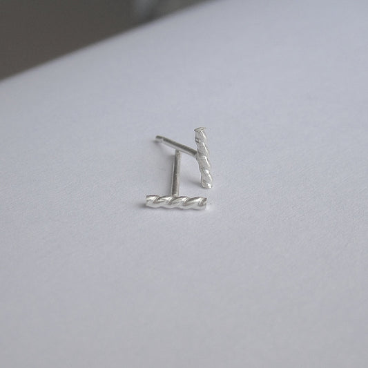 Distinctive and Tasteful Hand-Made Twist Bar Stud Earrings - 0118 - Virginia Wynne Designs