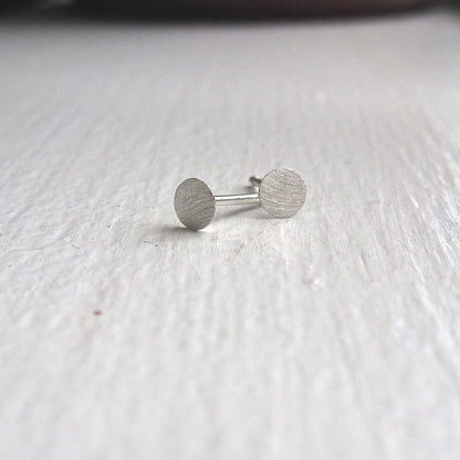 Stylish and Understated - Circular Flat Sterling Silver or Brass Stud Earrings - 0123 - Virginia Wynne Designs