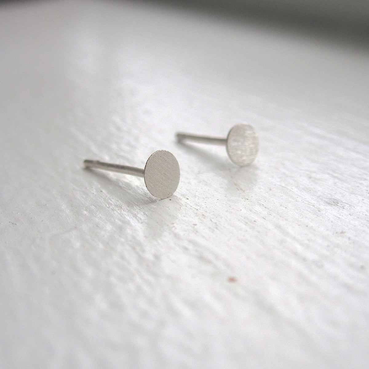 Stylish and Understated - Circular Flat Sterling Silver or Brass Stud Earrings - 0123 - Virginia Wynne Designs