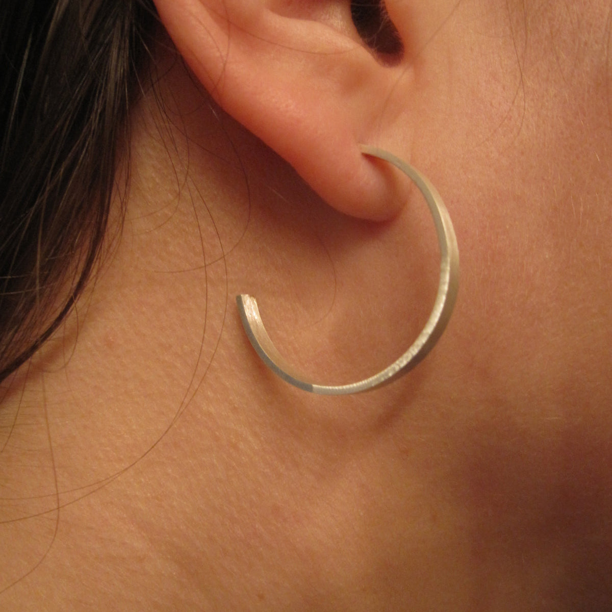 Elegant, Stylish Hand-Made Rectangle Circle Hoop Earrings in Sterling Silver - 0188 - Virginia Wynne Designs