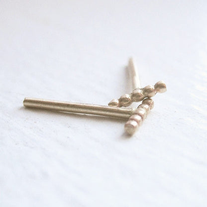Smart and Distinctive - Hand-Made 14K Gold Beaded Stud Earrings - 0040 - Virginia Wynne Designs