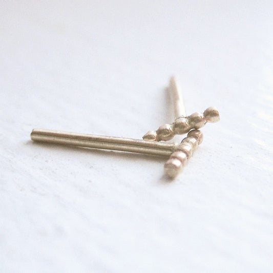 Smart and Distinctive - Hand-Made 14K Gold Beaded Stud Earrings - 0040 - Virginia Wynne Designs