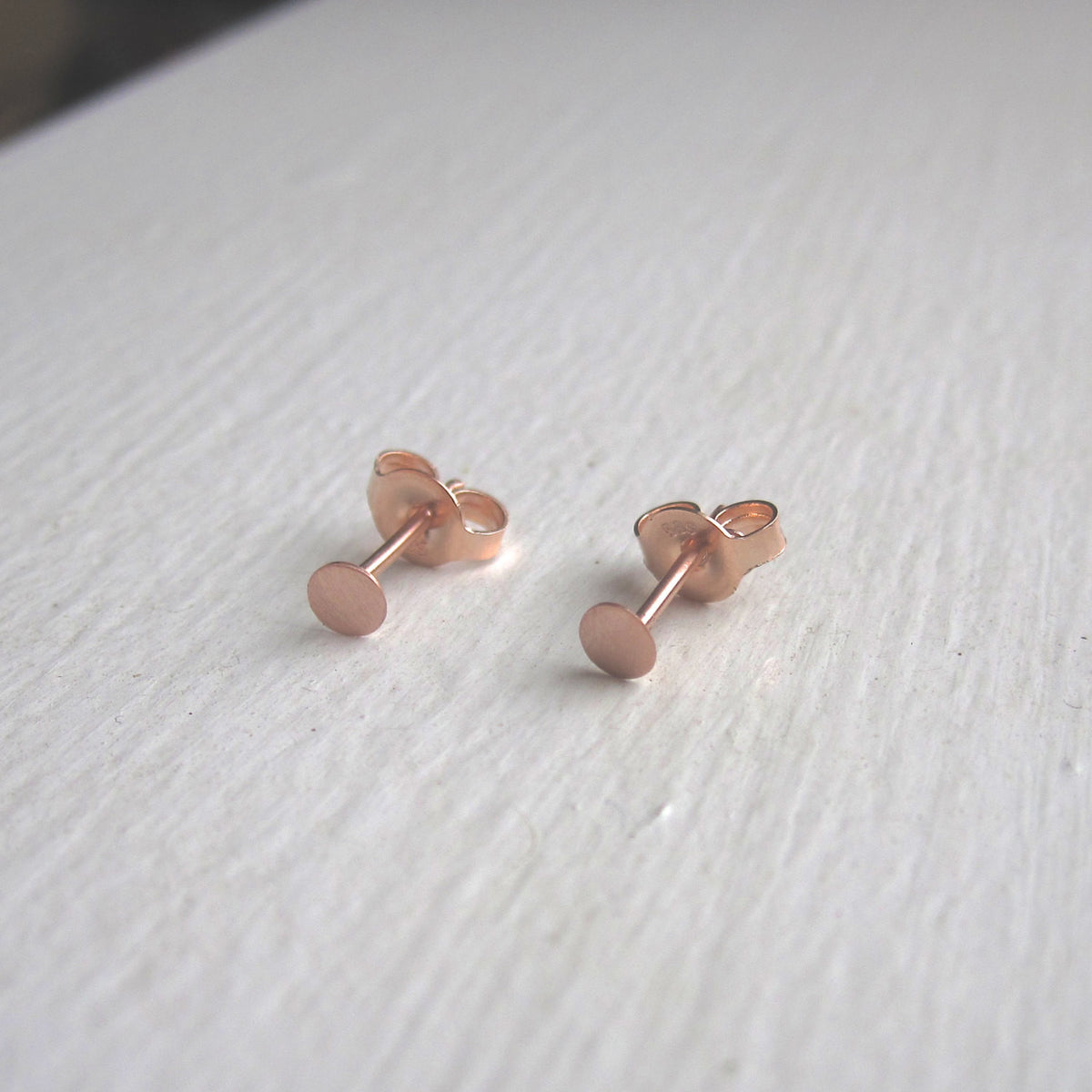 Hand-Crafted Elegance With These Solid 14k Rose Gold Studs - 0132 - Virginia Wynne Designs