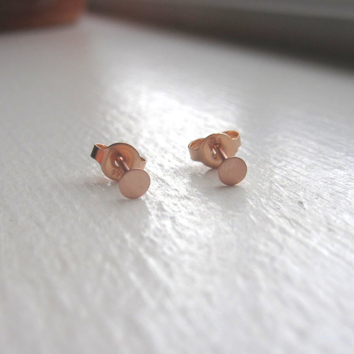 Hand-Crafted Elegance With These Solid 14k Rose Gold Studs - 0132 - Virginia Wynne Designs